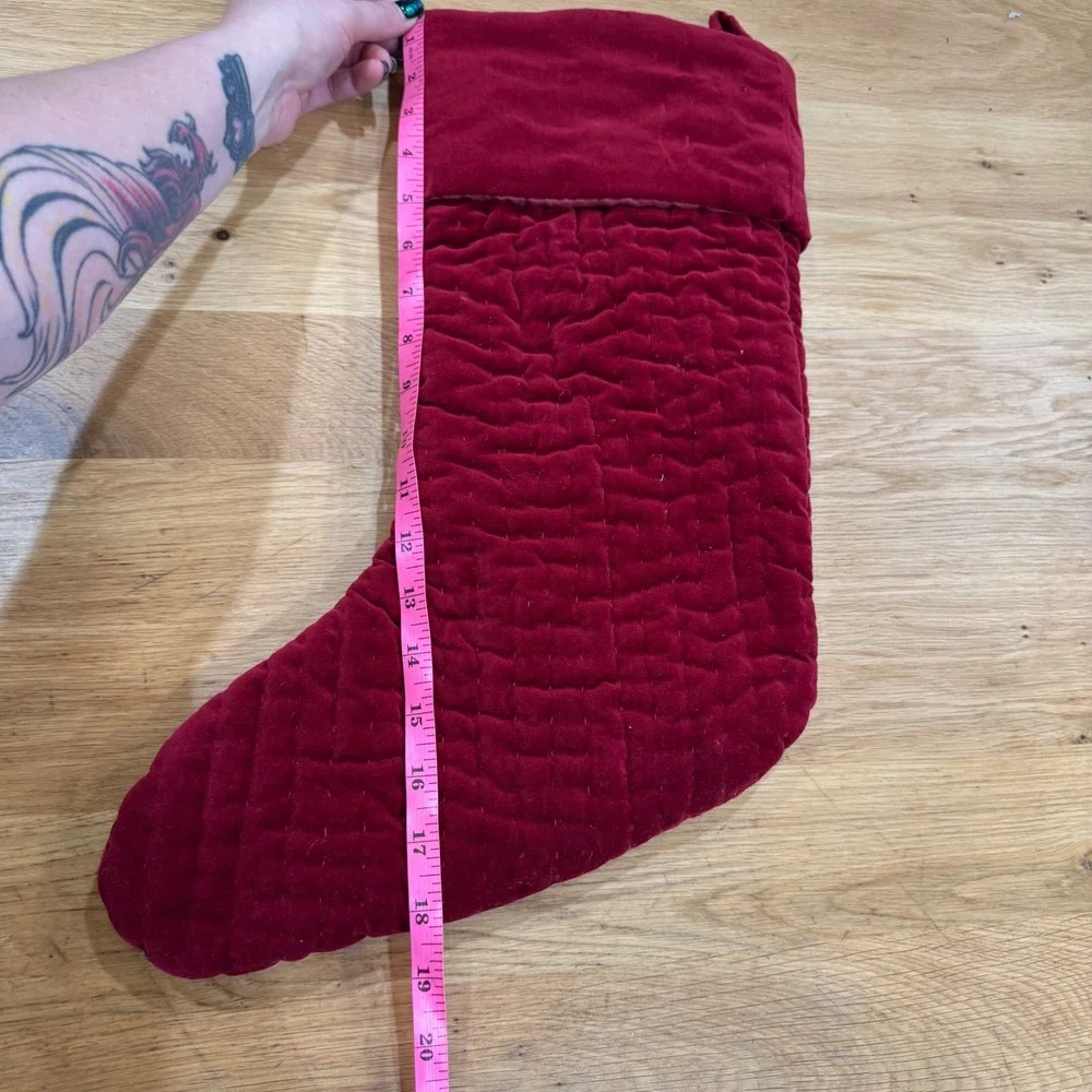 Pottery Barn Red Quilted Velvet Christmas Stocking 2016 Medium 1595156 Holiday